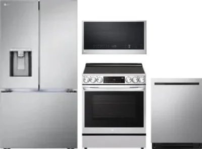 4 Piece Package Includes Refrigerator, Range, Microwave And Dishwasher