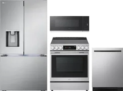 4 Piece Package Includes Refrigerator, Range, Microwave And Dishwasher