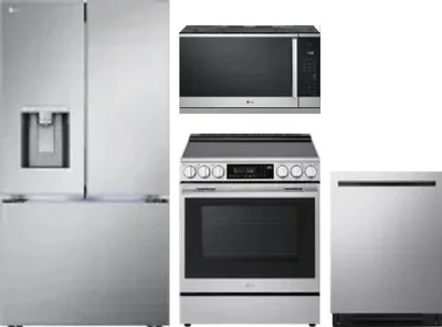 4 Piece Package Includes Refrigerator, Range, Microwave And Dishwasher