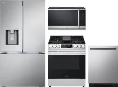 4 Piece Package Includes Refrigerator, Range, Microwave And Dishwasher