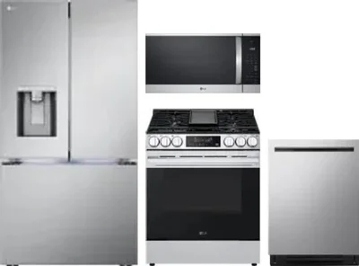 4 Piece Package Includes Refrigerator, Range, Microwave And Dishwasher