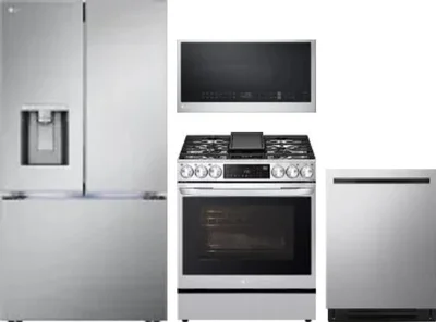 4 Piece Package Includes Refrigerator, Range, Microwave And Dishwasher