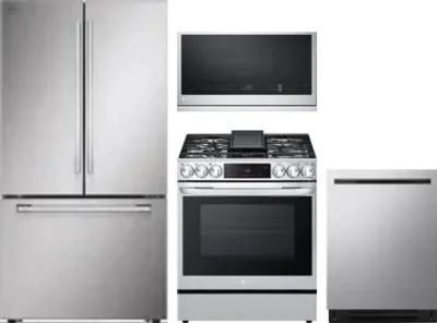 4 Piece Package Includes Refrigerator, Range, Microwave And Dishwasher