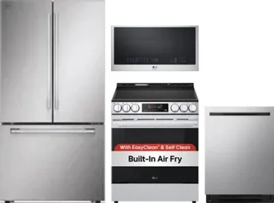 4 Piece Package Includes Refrigerator, Range, Microwave And Dishwasher