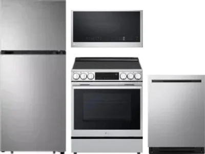 4 Piece Package Includes Refrigerator, Range, Microwave And Dishwasher
