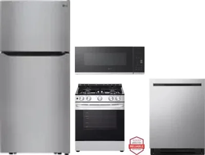 4 Piece Package Includes Refrigerator, Range, Microwave And Dishwasher