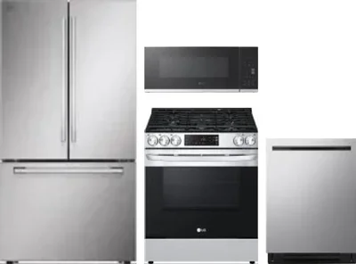4 Piece Package Includes Refrigerator, Range, Microwave And Dishwasher