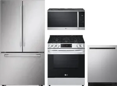 4 Piece Package Includes Refrigerator, Range, Microwave And Dishwasher