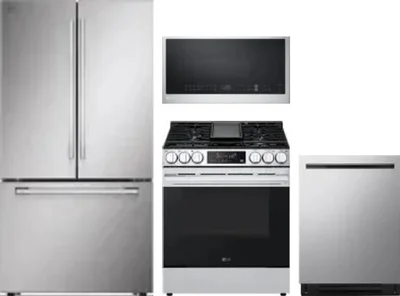 4 Piece Package Includes Refrigerator, Range, Microwave And Dishwasher