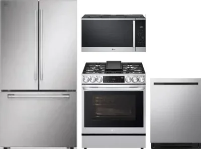 4 Piece Package Includes Refrigerator, Range, Microwave And Dishwasher
