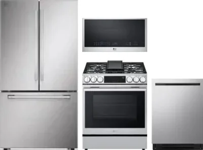 4 Piece Package Includes Refrigerator, Range, Microwave And Dishwasher