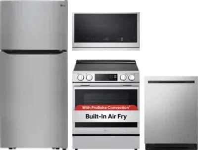 4 Piece Package Includes Refrigerator, Range, Microwave And Dishwasher
