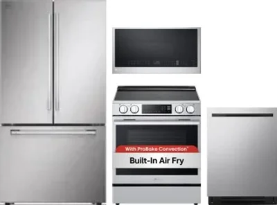 4 Piece Package Includes Refrigerator, Range, Microwave And Dishwasher