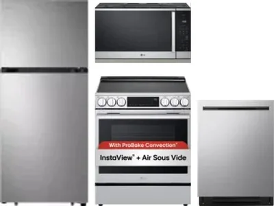 4 Piece Package Includes Refrigerator, Range, Microwave And Dishwasher