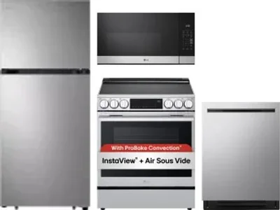 4 Piece Package Includes Refrigerator, Range, Microwave And Dishwasher