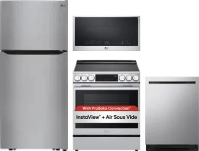 4 Piece Package Includes Refrigerator, Range, Microwave And Dishwasher