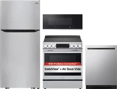 4 Piece Package Includes Refrigerator, Range, Microwave And Dishwasher
