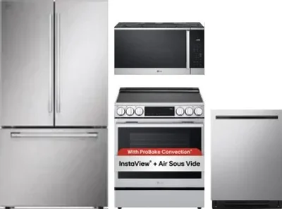 4 Piece Package Includes Refrigerator, Range, Microwave And Dishwasher