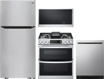4 Piece Package Includes Refrigerator, Range, Microwave And Dishwasher