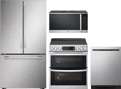 4 Piece Package Includes Refrigerator, Range, Microwave And Dishwasher