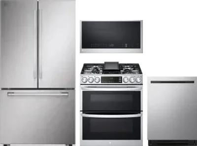 4 Piece Package Includes Refrigerator, Range, Microwave And Dishwasher