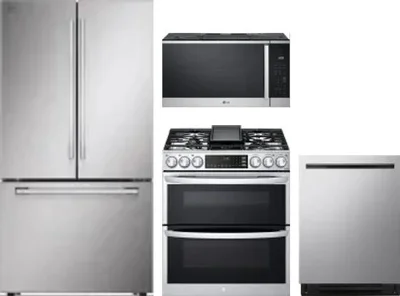4 Piece Package Includes Refrigerator, Range, Microwave And Dishwasher