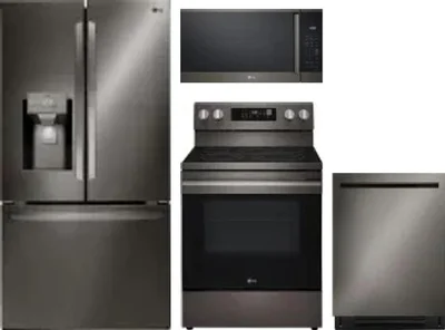 4 Piece Package Includes Refrigerator, Range, Microwave And Dishwasher
