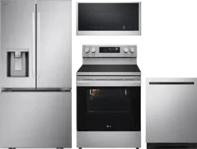 4 Piece Package Includes Refrigerator, Range, Microwave And Dishwasher