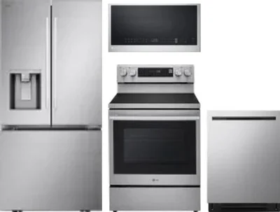 4 Piece Package Includes Refrigerator, Range, Microwave And Dishwasher