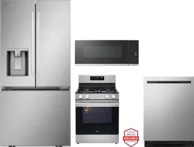 4 Piece Package Includes Refrigerator, Range, Microwave And Dishwasher