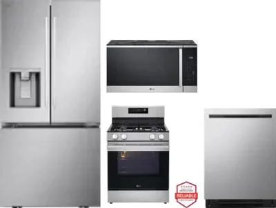4 Piece Package Includes Refrigerator, Range, Microwave And Dishwasher