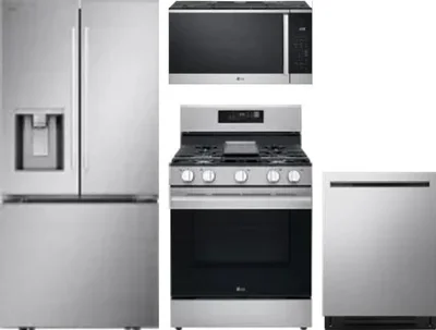 4 Piece Package Includes Refrigerator, Range, Microwave And Dishwasher