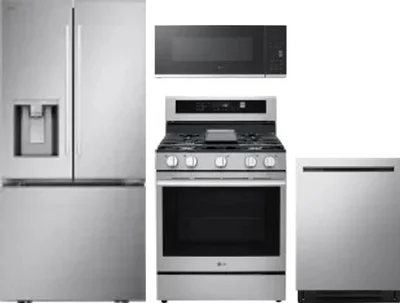 4 Piece Package Includes Refrigerator, Range, Microwave And Dishwasher