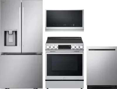 4 Piece Package Includes Refrigerator, Range, Microwave And Dishwasher
