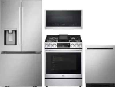 4 Piece Package Includes Refrigerator, Range, Microwave And Dishwasher