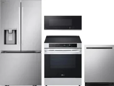 4 Piece Package Includes Refrigerator, Range, Microwave And Dishwasher