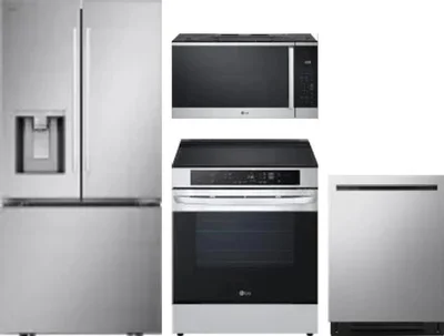4 Piece Package Includes Refrigerator, Range, Microwave And Dishwasher