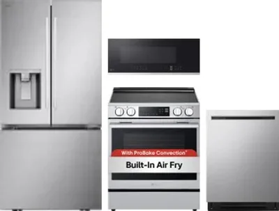 4 Piece Package Includes Refrigerator, Range, Microwave And Dishwasher