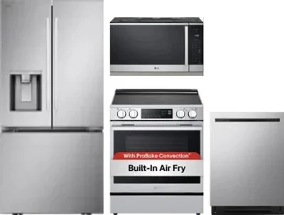 4 Piece Package Includes Refrigerator, Range, Microwave And Dishwasher