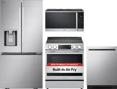 4 Piece Package Includes Refrigerator, Range, Microwave And Dishwasher