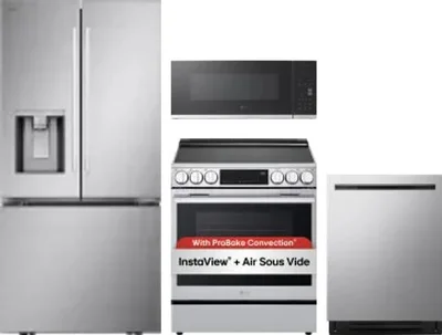 4 Piece Package Includes Refrigerator, Range, Microwave And Dishwasher