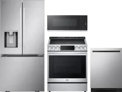 4 Piece Package Includes Refrigerator, Range, Microwave And Dishwasher