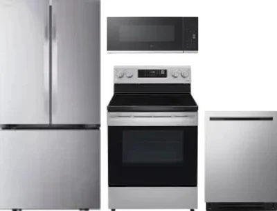 4 Piece Package Includes Refrigerator, Range, Microwave And Dishwasher