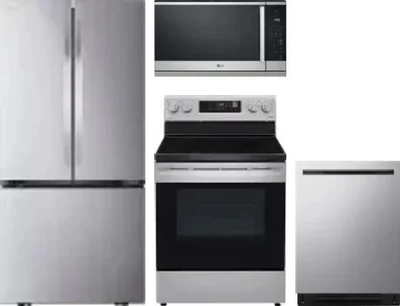4 Piece Package Includes Refrigerator, Range, Microwave And Dishwasher