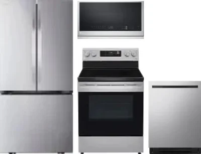 4 Piece Package Includes Refrigerator, Range, Microwave And Dishwasher
