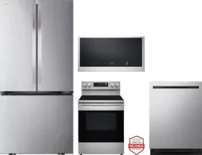 4 Piece Package Includes Refrigerator, Range, Microwave And Dishwasher
