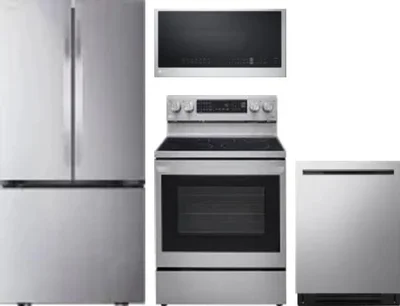 4 Piece Package Includes Refrigerator, Range, Microwave And Dishwasher