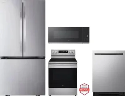 4 Piece Package Includes Refrigerator, Range, Microwave And Dishwasher