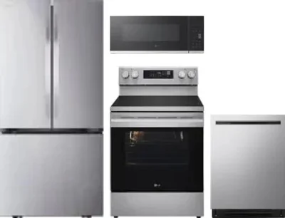 4 Piece Package Includes Refrigerator, Range, Microwave And Dishwasher