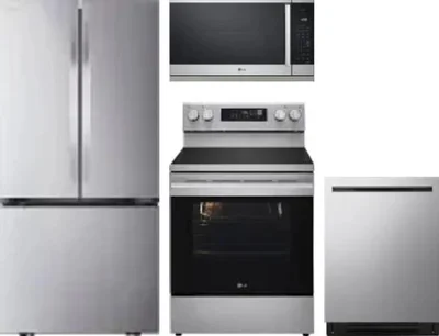 4 Piece Package Includes Refrigerator, Range, Microwave And Dishwasher